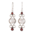 Rainbow moonstone and garnet dangle earrings, 'Moony Love' - Classic Natural Rainbow Moonstone and Garnet Dangle Earrings