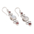 Rainbow moonstone and garnet dangle earrings, 'Moony Love' - Classic Natural Rainbow Moonstone and Garnet Dangle Earrings