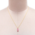 Gold-plated sterling silver and ruby pendant necklace, 'Vibrant Glam' - 18k Gold-Plated Necklace with Rectangular Ruby Stone Pendant