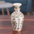 Marble decorative vase, 'Palace of the Noble' - Floral Hand-Painted Marble Decorative Vase in Golden and Red