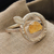 Citrine cocktail ring, 'centre of Joy' - Sterling Silver and Freeform Citrine Cocktail Ring
