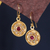 Gold-plated gemstone earrings, 'Wheels of Fortune' - 22k Gold-Plated Quartz and Labradorite Round Dangle Earrings