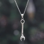 Sterling silver pendant necklace, 'Whimsical Work' - Whimsical Sterling Silver Necklace with Wrench Pendant