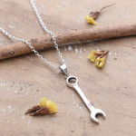 Sterling silver pendant necklace, 'Whimsical Work' - Whimsical Sterling Silver Necklace with Wrench Pendant
