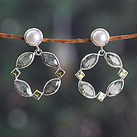 Multi-gemstone dangle earrings, 'Era of Fortune' - Faceted 10-Carat Multi-Gemstone Dangle Earrings from India