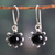 Onyx dangle earrings, 'Solar Shadow' - Sun-Themed Sterling Silver and Onyx Dangle Earrings