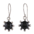 Onyx dangle earrings, 'Solar Shadow' - Sun-Themed Sterling Silver and Onyx Dangle Earrings