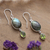 Labradorite and peridot dangle earrings, 'Dazzling Glam' - 14-Carat Labradorite Peridot and Silver Dangle Earrings