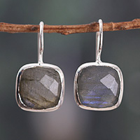 Labradorite drop earrings, 'New Essence' - High-Polished 12-Carat Natural Labradorite Drop Earrings