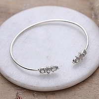 Labradorite cuff bracelet, 'Nocturnal Bliss' - Sterling Silver Cuff Bracelet with Labradorite Gemstones