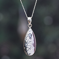 Agate pendant necklace, 'Drop of Magic' - High-Polished Drop-Shaped Agate Pendant Necklace