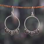 Sterling silver dangle earrings, 'Magical Pyramids' - Polished and Oxidized Sterling Silver Dangle Earrings