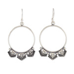 Sterling silver dangle earrings, 'Magical Pyramids' - Polished and Oxidized Sterling Silver Dangle Earrings