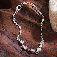 Sterling silver pendant bracelet, 'Sparkling Alliance' - Sterling Silver Pendant Bracelet with Cubic Zirconia Gems
