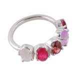 Multi-gemstone cocktail ring, 'Pink Lovers' - Polished One-Carat Faceted Multi-Gemstone Cocktail Ring