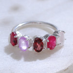 Multi-gemstone cocktail ring, 'Pink Lovers' - Polished One-Carat Faceted Multi-Gemstone Cocktail Ring