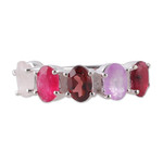 Multi-gemstone cocktail ring, 'Pink Lovers' - Polished One-Carat Faceted Multi-Gemstone Cocktail Ring