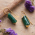 Gold-plated beryl drop earrings, 'Emerald Bliss' - Gold-Plated Modern Minimalist Green Beryl Drop Earrings