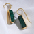 Gold-plated beryl drop earrings, 'Emerald Bliss' - Gold-Plated Modern Minimalist Green Beryl Drop Earrings