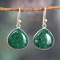 Beryl dangle earrings, 'Emerald Beauty' - Silver Dangle Earrings with Emerald-Hued Beryl Stones