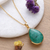 Gold-plated beryl pendant necklace, 'Green Radiance' - Polished 18k Gold-Plated Beryl Pendant Necklace from India