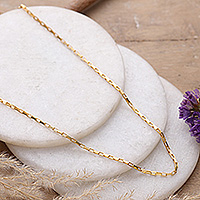 Collar de cadena bañado en oro - Collar de cadena veneciana chapado en oro de 22k altamente pulido
