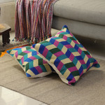 Cotton cushion covers, 'Zigzag Alabaster' (pair) - Zigzag-Patterned Alabaster Cotton Cushion Covers (Pair)
