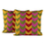 Cotton cushion covers, 'Geometric Balance' (pair) - Chevron-Patterned Multicolor Cotton Cushion Covers (Pair)