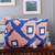 Cotton cushion covers, 'Creative Peach' (pair) - Abstract-Themed Blue and Peach Cotton Cushion Covers (Pair)