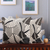 Cotton cushion covers, 'Classic Autumn' (pair) - Leafy-Patterned Black and Grey Cotton Cushion Covers (Pair)