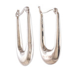 Sterling silver hoop earrings, 'Modern Radiance' - Classic Polished Sterling Silver Hoop Earrings from India