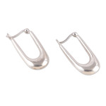 Sterling silver hoop earrings, 'Modern Radiance' - Classic Polished Sterling Silver Hoop Earrings from India