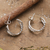 Sterling silver half-hoop earrings, 'Twisted Flair' - Modern Silver Half-Hoop Earrings with Twisted Design