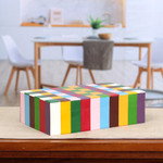 Resin decorative box, 'Modern Rainbow' - Handcrafted Checkered Multicolor Resin Decorative Box