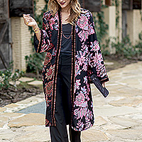 Embroidered kimono jacket, Stylish Symphony