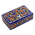 Papier mache decorative box, 'Sapphire Nature' - Tree-Themed Sapphire and Golden Papier Mache Decorative Box