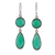 Onyx dangle earrings, 'Verdant Glam' - Sterling Silver Dangle Earrings with Green Onyx Stones