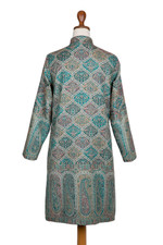 Jamawar jacket, 'Teal Palace' - Teal Jamawar Jacket from India