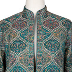 Jamawar jacket, 'Teal Palace' - Teal Jamawar Jacket from India