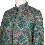 Jamawar jacket, 'Teal Palace' - Teal Jamawar Jacket from India