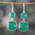 Onyx dangle earrings, 'Dazzling Duo in Green' - Silver Dangle Earrings with Faceted Green Onyx Stones