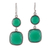 Onyx dangle earrings, 'Dazzling Duo in Green' - Silver Dangle Earrings with Faceted Green Onyx Stones