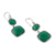 Onyx dangle earrings, 'Dazzling Duo in Green' - Silver Dangle Earrings with Faceted Green Onyx Stones