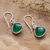 Onyx dangle earrings, 'Verdant Flair' - Silver Dangle Earrings with Teardrop Green Onyx Stones