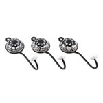 Ceramic coat hooks, 'Spiral Magic' (set of 3) - Set of 3 Ceramic Coat Hooks with Hand-Painted Spiral Motifs