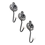 Ceramic coat hooks, 'Spiral Magic' (set of 3) - Set of 3 Ceramic Coat Hooks with Hand-Painted Spiral Motifs