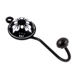 Ceramic coat hooks, 'Floral Midnight' (set of 3) - Set of 3 Ceramic Coat Hooks with Hand-Painted Floral Accents