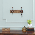 Wood coat rack, 'Classic Style' - Hand-Carved Beech Wood and Iron Floral Coat Rack from India