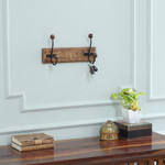 Wood coat rack, 'Classic Style' - Hand-Carved Beech Wood and Iron Floral Coat Rack from India