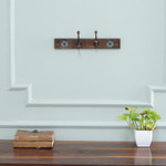 Wood coat rack, 'Floral Dreams' - Wood Iron Coat Rack with Floral Jali-Style Openwork Motifs